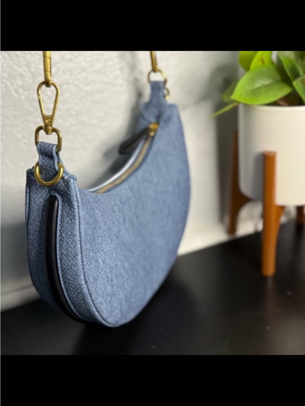 Madison West Crescent Blue Crossbody Purse